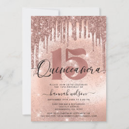 Trendiget Quinceañera Ro Guld Inbjudningar