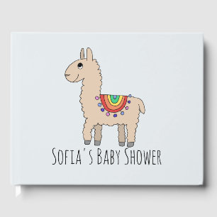 Trendiget Rainbow Llama Tecknad och Namn Baby Show Gästböcker