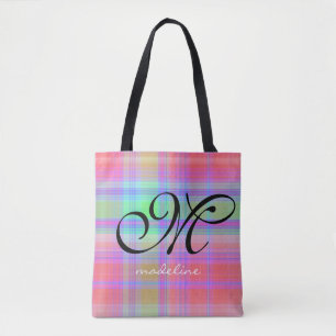 Trendiget Rainbow Play Rand Girly Script Monogram Tygkasse