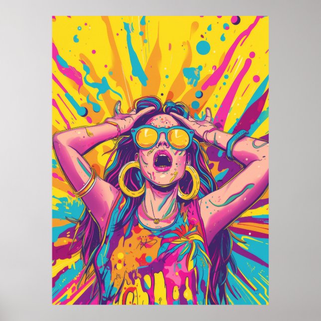 Trendiget Rave Party Flat Illustration Doodle Post Poster (Framsidan)