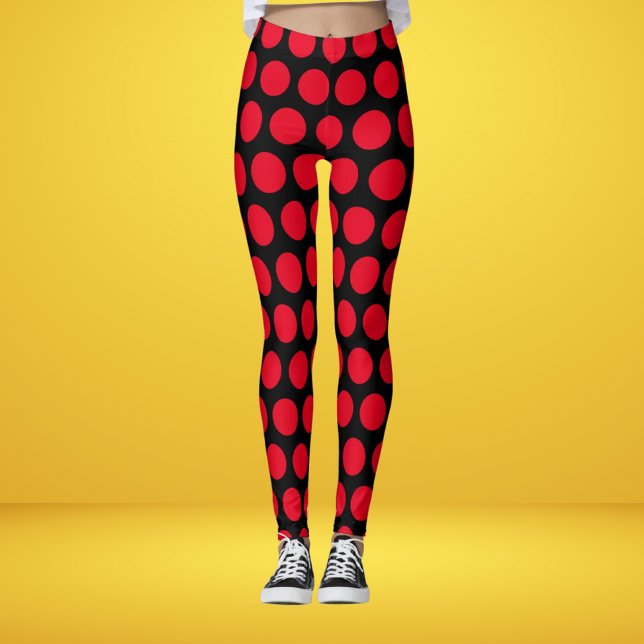Trendiget Red and Black Polka dots Leggings (Skapare uppladdad)