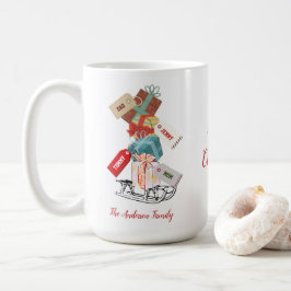 Trendiget Red Grönt Sleigh Script Unik jul Kaffemugg