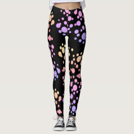 Trendiget Regnbåge Dots on Black - Leggings