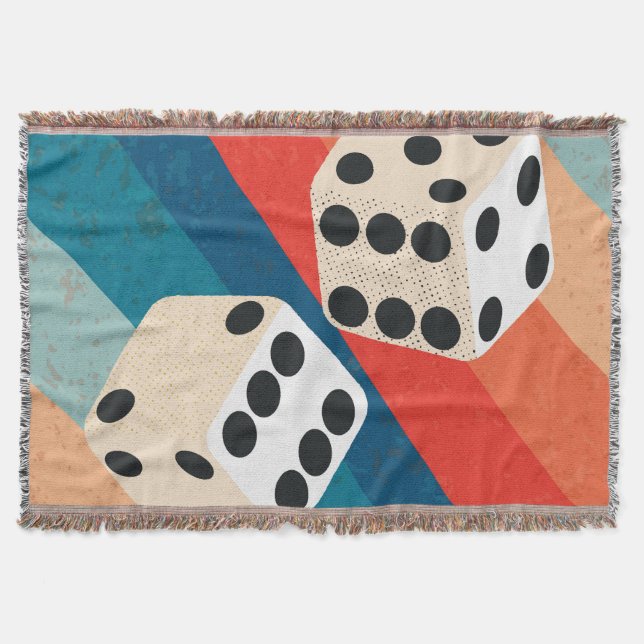 Trendiget Retro Dice Wall Art Skriver ut känner si Filt (Framsidan)