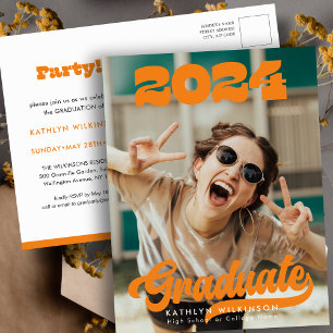 Trendiget Retro Fold Typography Photo Roligt Stude Inbjudan Vykort