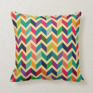 Trendiget Retro multi färg chevron zig zag vintage Kudde