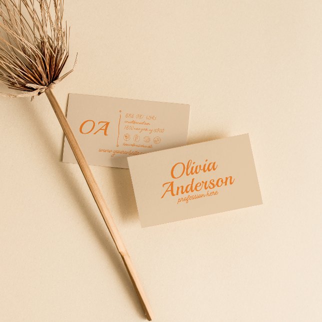 Trendiget Retro-Orange, färglöst, fetstilt Groovy, Visitkort (Skapare uppladdad)