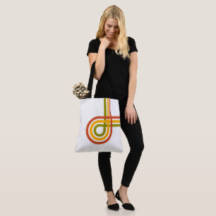 Trendiget Retro Rainbow Rand Tote Tygkasse