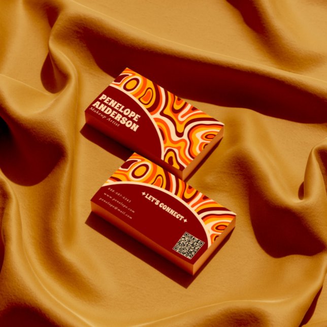 Trendiget Retro Terracotta Earthy QR Code Boho Gro Visitkort (Skapare uppladdad)