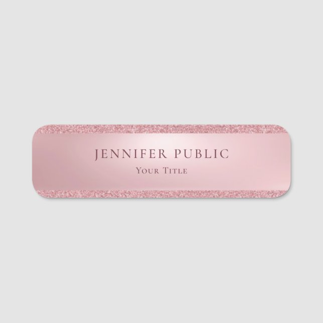 Trendiget Ro Glitter Modern Template Elegant Namnbricka (Framsida)