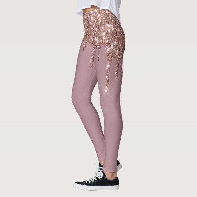 Trendiget ro Guld Glam Glitter Gnistra Drives Leggings (Vänster)