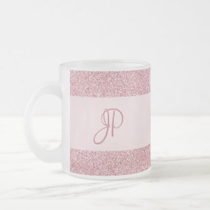 Trendiget Ro Guld Glitter Titta Monogram Frostad Glasmugg