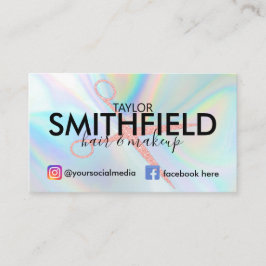Trendiget rosa Holografiskt hair & Makeup Visitkort