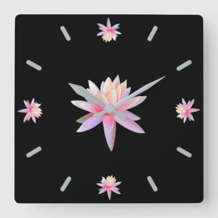 Trendiget Rosa Lily Lotus Art Coola Unikt Fyrkantig Klocka