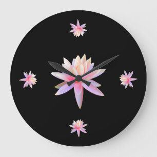 Trendiget Rosa Lily Lotus Art Coola Unikt Stor Klocka