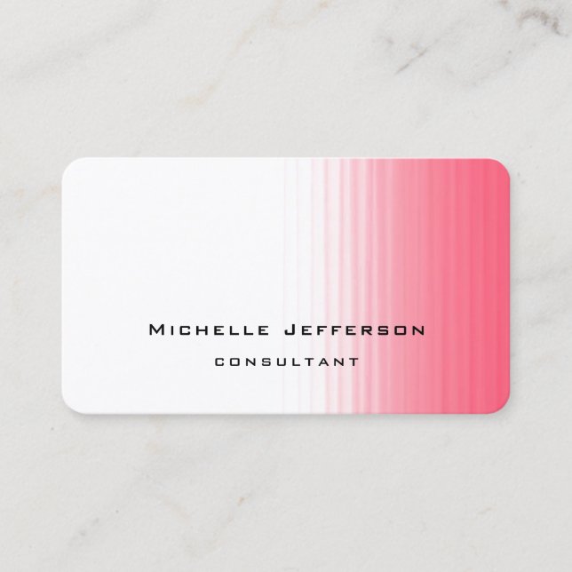 Trendiget rosa Vit modern Snyggt minimalistisk Visitkort (Framsida)