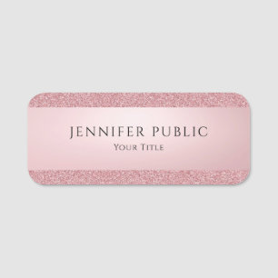 Trendiget Rosegold Glitter Modern Elegant Template Namnbricka