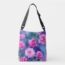 Trendiget Samling i Rosa ros med vacker vattenfärg Axelväska