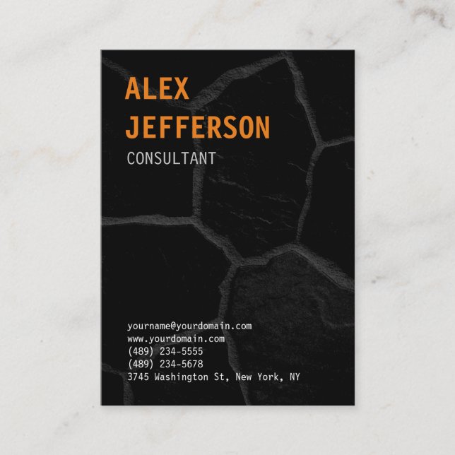 Trendiget snyggt med fet Orange Svart streck Visitkort (Framsida)