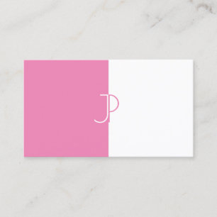 Trendiget snyggt Rosa vit monogrammad mall Visitkort