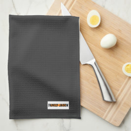 Trendiget Svart anpassat namn monogram modernt des Kökshandduk