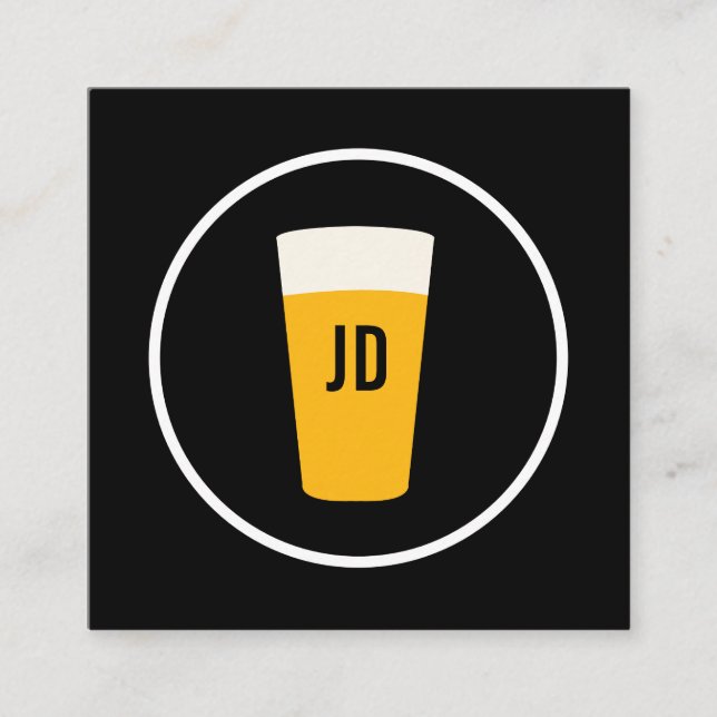 Trendiget Svart för Beer Logotyp Fyrkantigt Visitkort (Framsida)