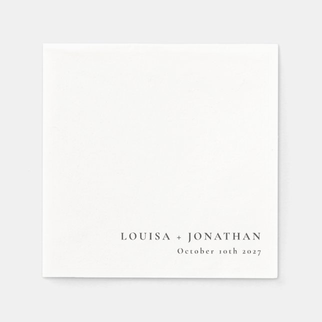 Trendiget Svartvit elegant minimal Anpassningsbar Pappersservett (Framsidan)