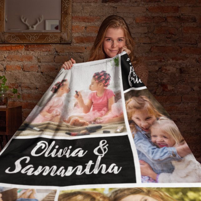 Trendiget Syster Photo Collage Best Friends Fleecefilt (Skapare uppladdad)