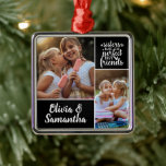 Trendiget Syster Photo Collage Best Friends Julgransprydnad Metall<br><div class="desc">Det här moderna fotokollaget har plats för två fotografier och din namn. Trendigets typografi visar "Stisters make the Perfekt Best Friends".</div>