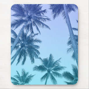 Trendiget Teal Gradient i Tropical Handflatan Träd Musmatta