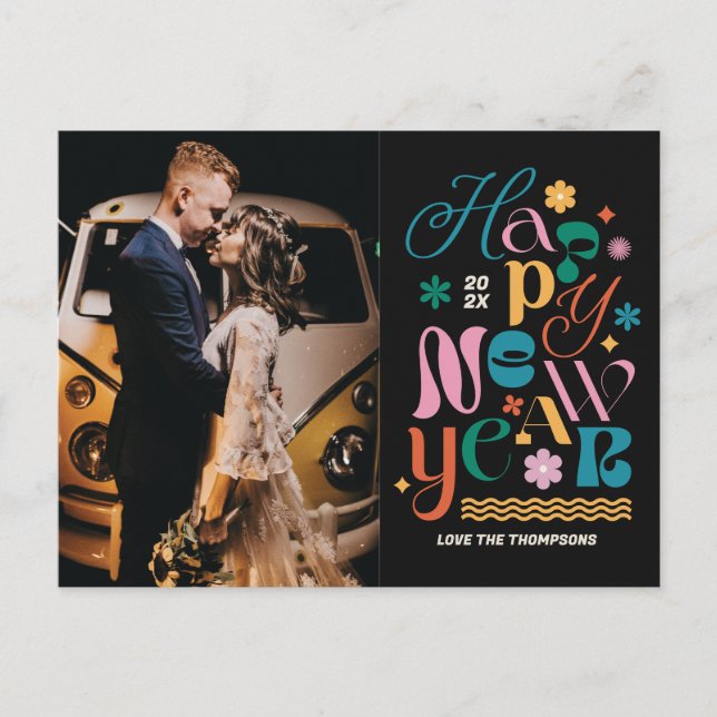 Trendiget Teckensnittsblandning nytt års vykort fö (Framsida)