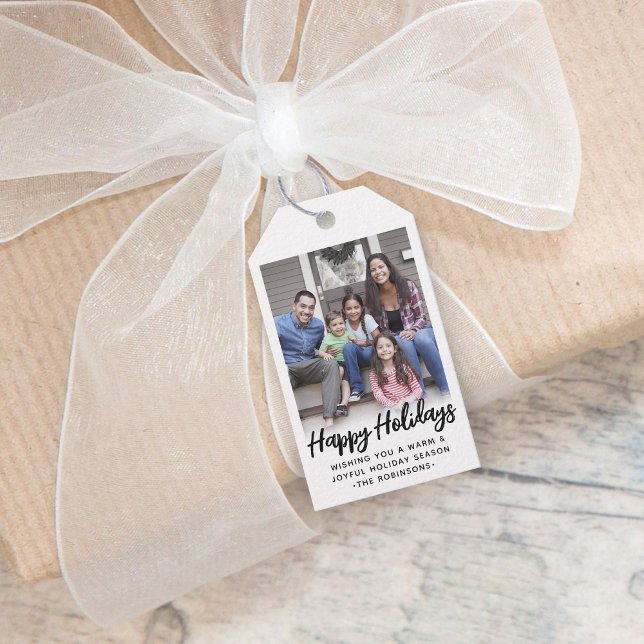 Trendiget Text, blankt skript, fotosvart och vitt Presentetikett (Skapare uppladdad)