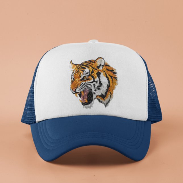 Trendiget Tiger Porträtt Faux Sequin Keps (Skapare uppladdad)