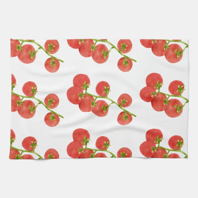 Trendiget Tomato sommarveggie-trädgård Kökshandduk (Horisontell)