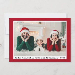 Trendiget Typewriter Font Jul Photo Red Julkort