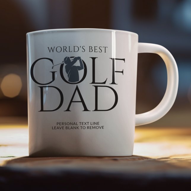 Trendiget "VÄRLDENS BÄSTA GOLF PAPPA", marinblå Kaffemugg (Skapare uppladdad)