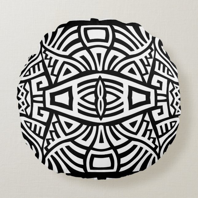 Trendiget Vintage för Ethnic Boho Rund Kudde (Framsidan)