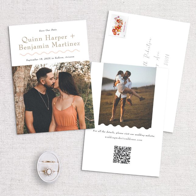 Trendiget Wave Photo Save Date Card Spara Datumet (Skapare uppladdad)