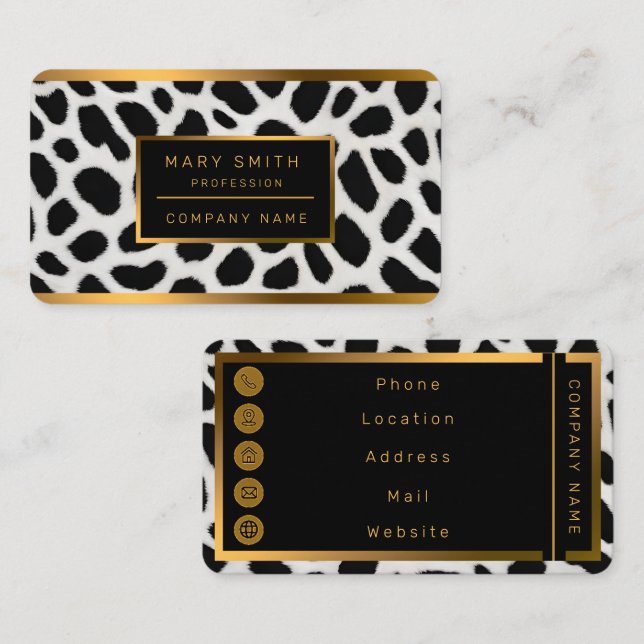 Trendiget White Leopard Elegant Collection Visitkort (Fram/baksida)