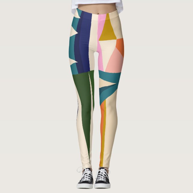 Trendigets Abstrakt: Färg Hand plockade. Leggings (Framsida)