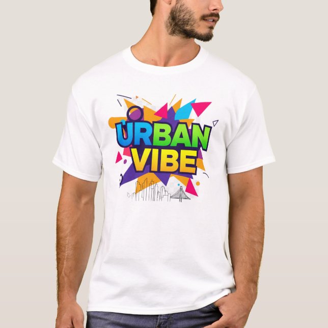 Trendigets Abstrakt Typografi, teve | Urban Stil T Shirt (Framsida)
