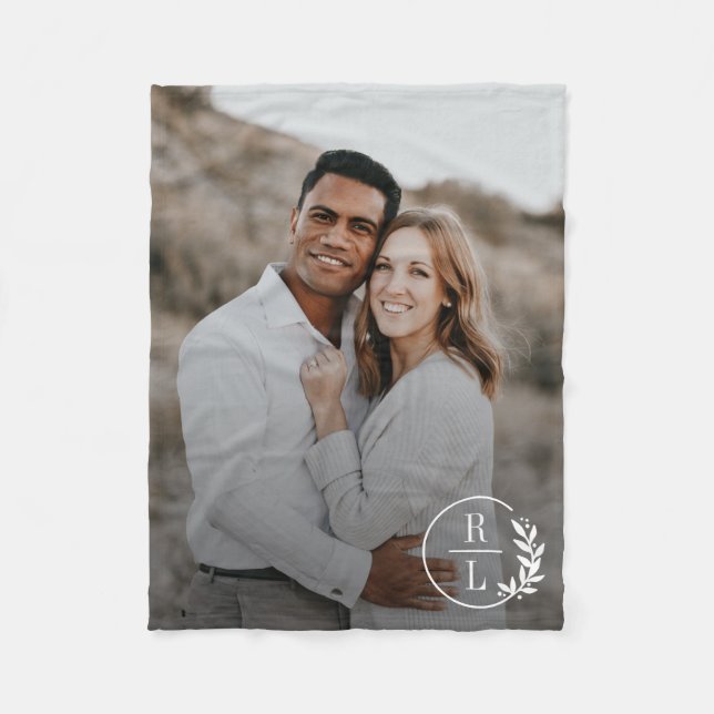 Trendigets andningsmonogram Editable Färg Blanket Fleecefilt (Framsidan)