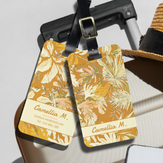 Trendigets Anpassningsbar Tropical Löv Gult Modern Bagagebricka