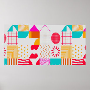 Trendigets bakgrund med enkla former. Colorful geo Poster