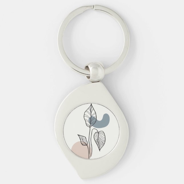 Trendigets bakgrundsdesign swirl silverfärgad nyckelring (Framsidan)