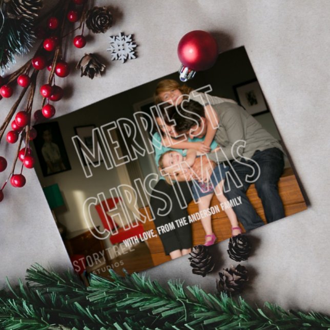 Trendigets bästa julklapp - överlägg med fotopatko julkort (Trendy Merriest Christmas Holiday Photo Card)