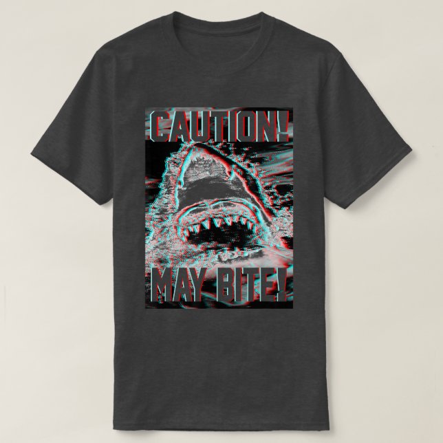 Trendigets Bita för grafik-Shark Attack-varning ka T Shirt (Design framsida)