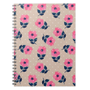 Trendigets Blommigt Rosa Beige Feminine Mönster Anteckningsbok