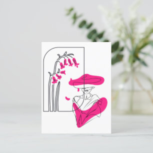 Trendigets blommigt - svart och rosa - radkonst vykort