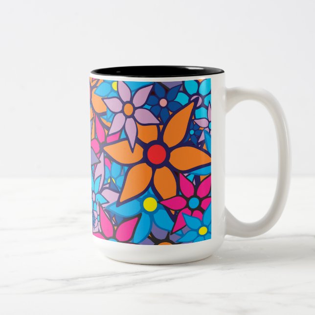 Trendigets Blommönster nr 4 Två-Tonad Mugg (Höger)
